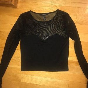 Black mesh crop top